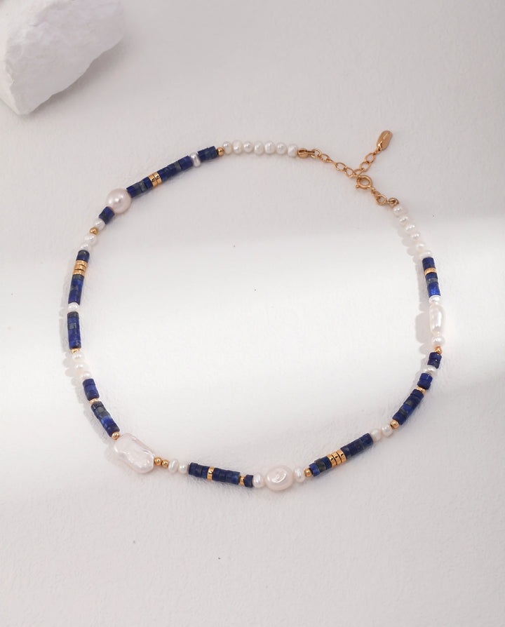 Wisdom of the Sky – Lapis Lazuli & Pearl Necklace
