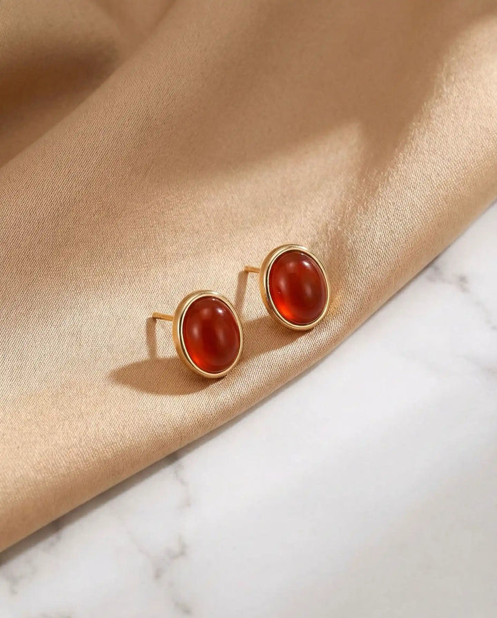 Heart of Mars – Red Agate Stud Earrings
