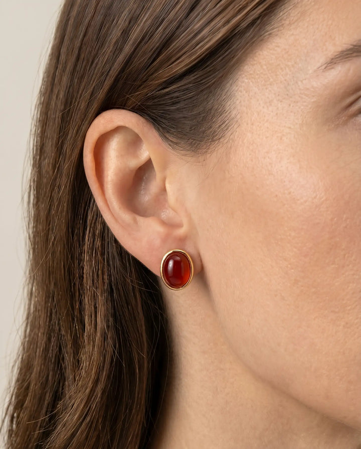 Heart of Mars – Red Agate Stud Earrings