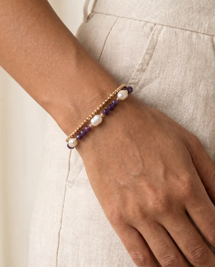 The Eye of Clarity – Dual Layer Amethyst Bracelet