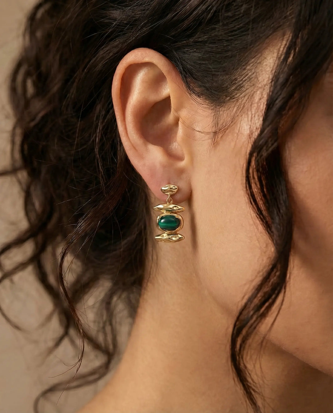 Temple of Light – Malachite Drop Earrings