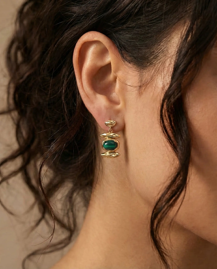 Temple of Light – Malachite Drop Earrings