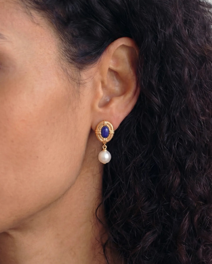 Wisdom of the Sky – Lapis Lazuli & Pearl Earrings