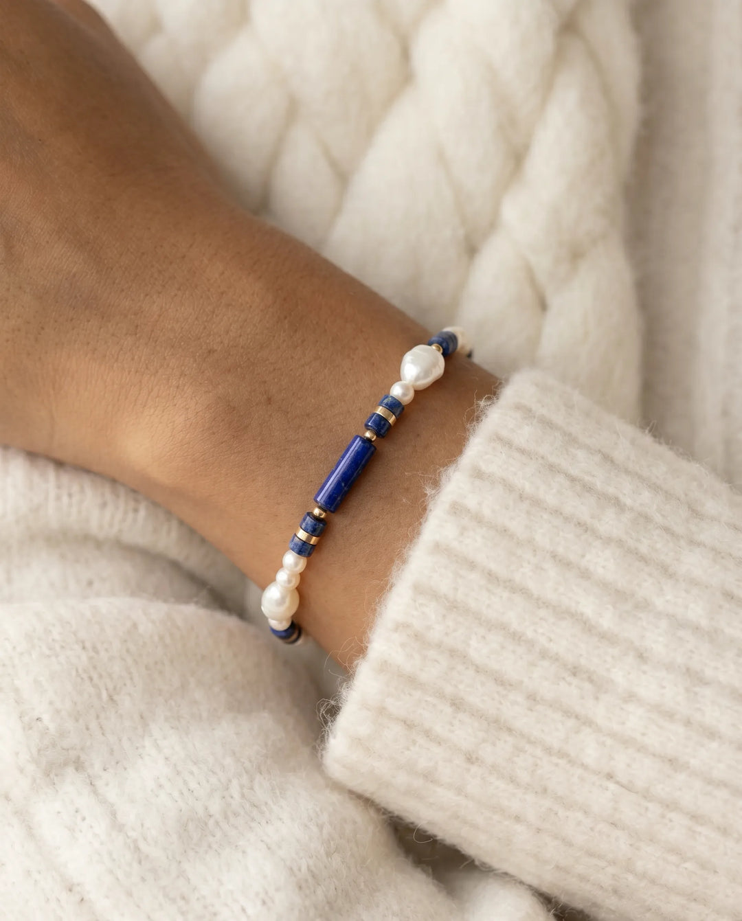 Wisdom of the Sky – Lapis Lazuli & Pearl Bracelet