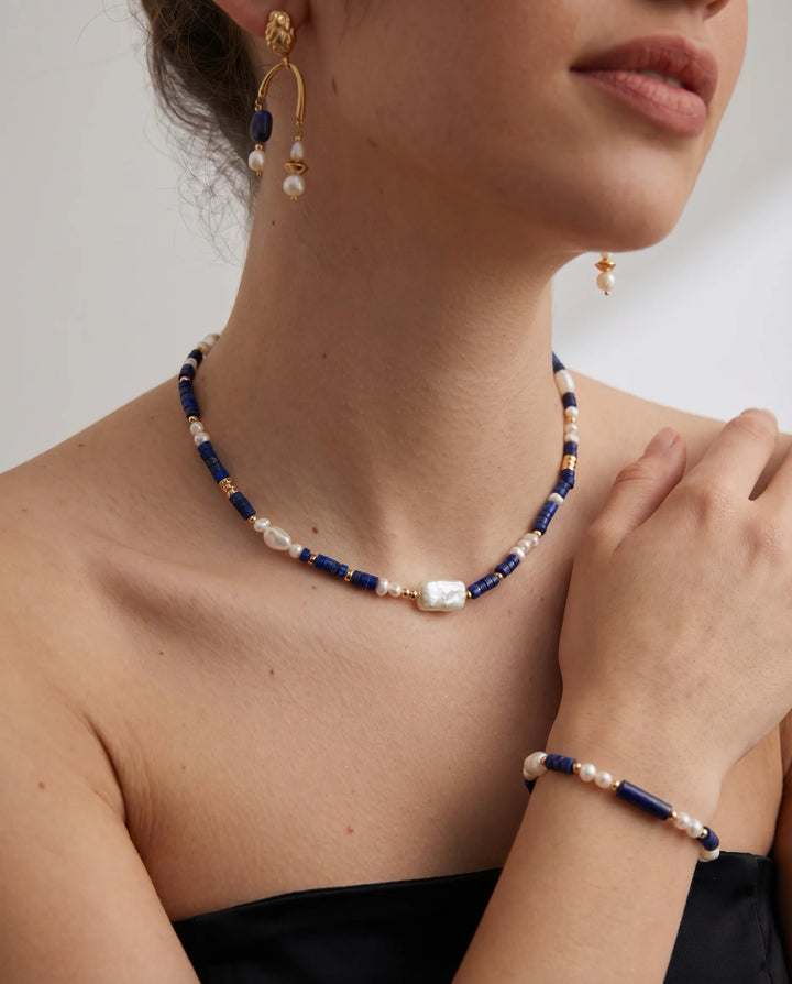 Wisdom of the Sky – Lapis Lazuli & Pearl Necklace