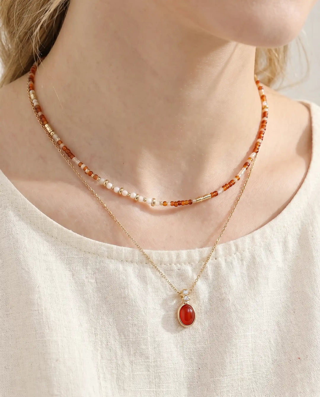 Flame of Vitality – Red Agate Necklace