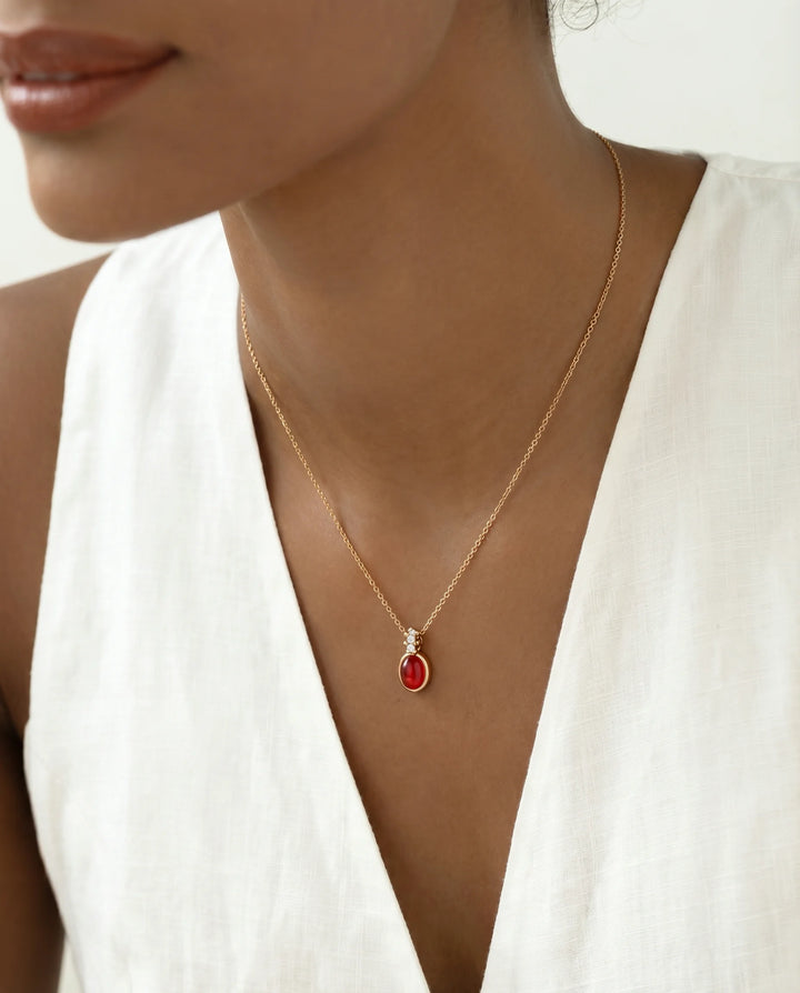 Flame of Vitality – Red Agate Necklace