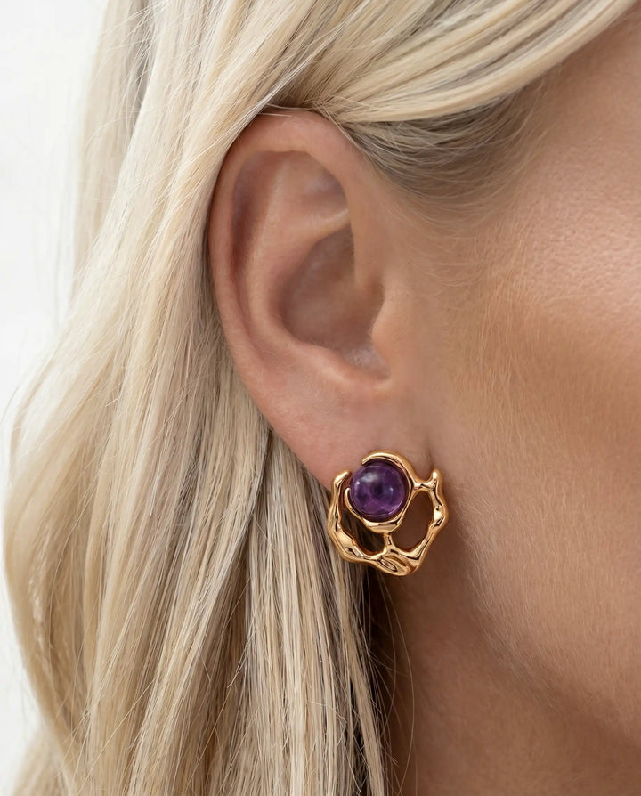 The Eye of Clarity – Amethyst Earrings