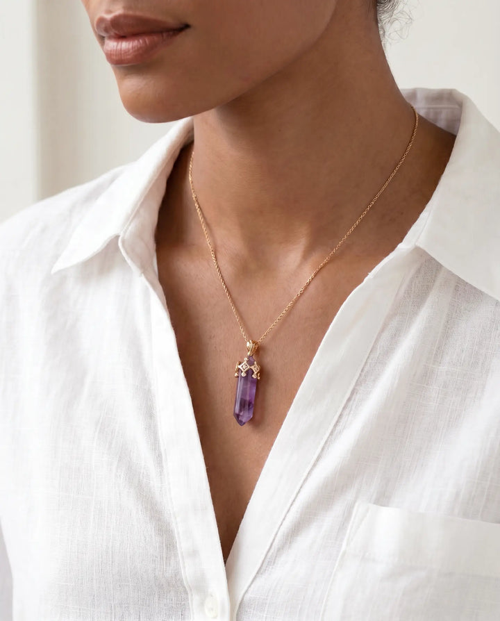 The Eye of Clarity – Amethyst Pendant Necklace