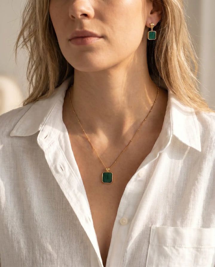 Temple of Light – Malachite Aura Earrings