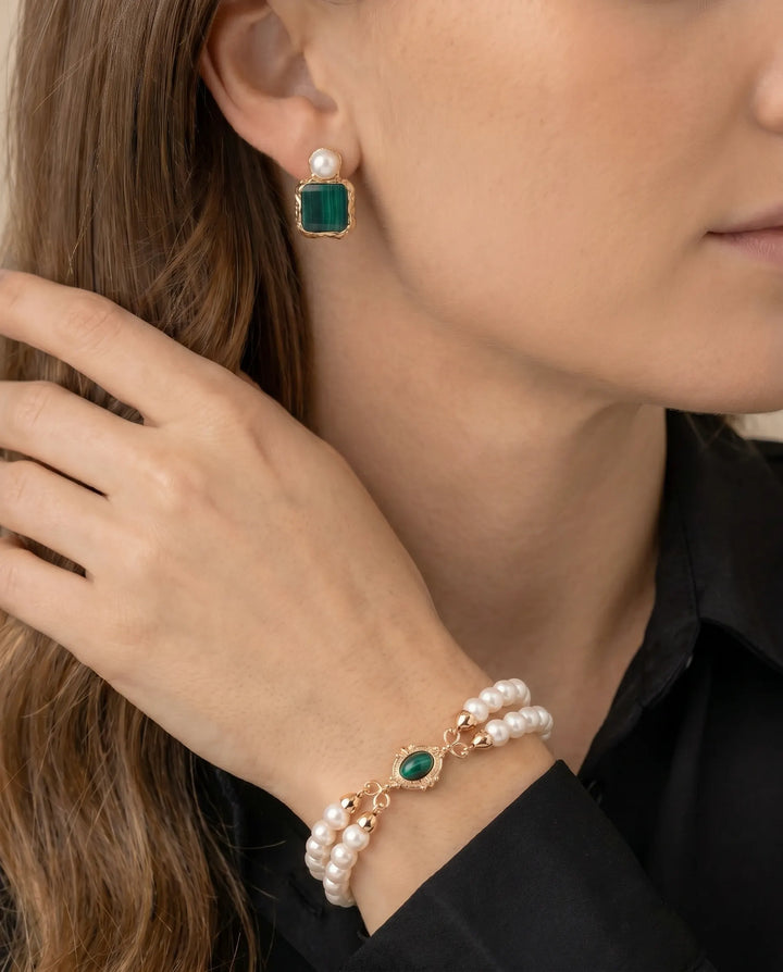 Goddess of Renewal – Pearl & Malachite Bracelet