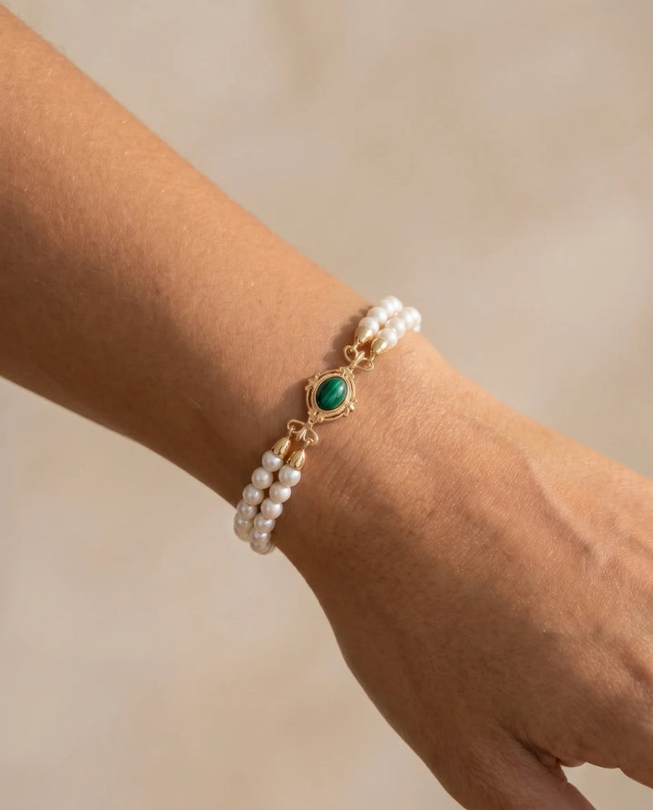Goddess of Renewal – Pearl & Malachite Bracelet