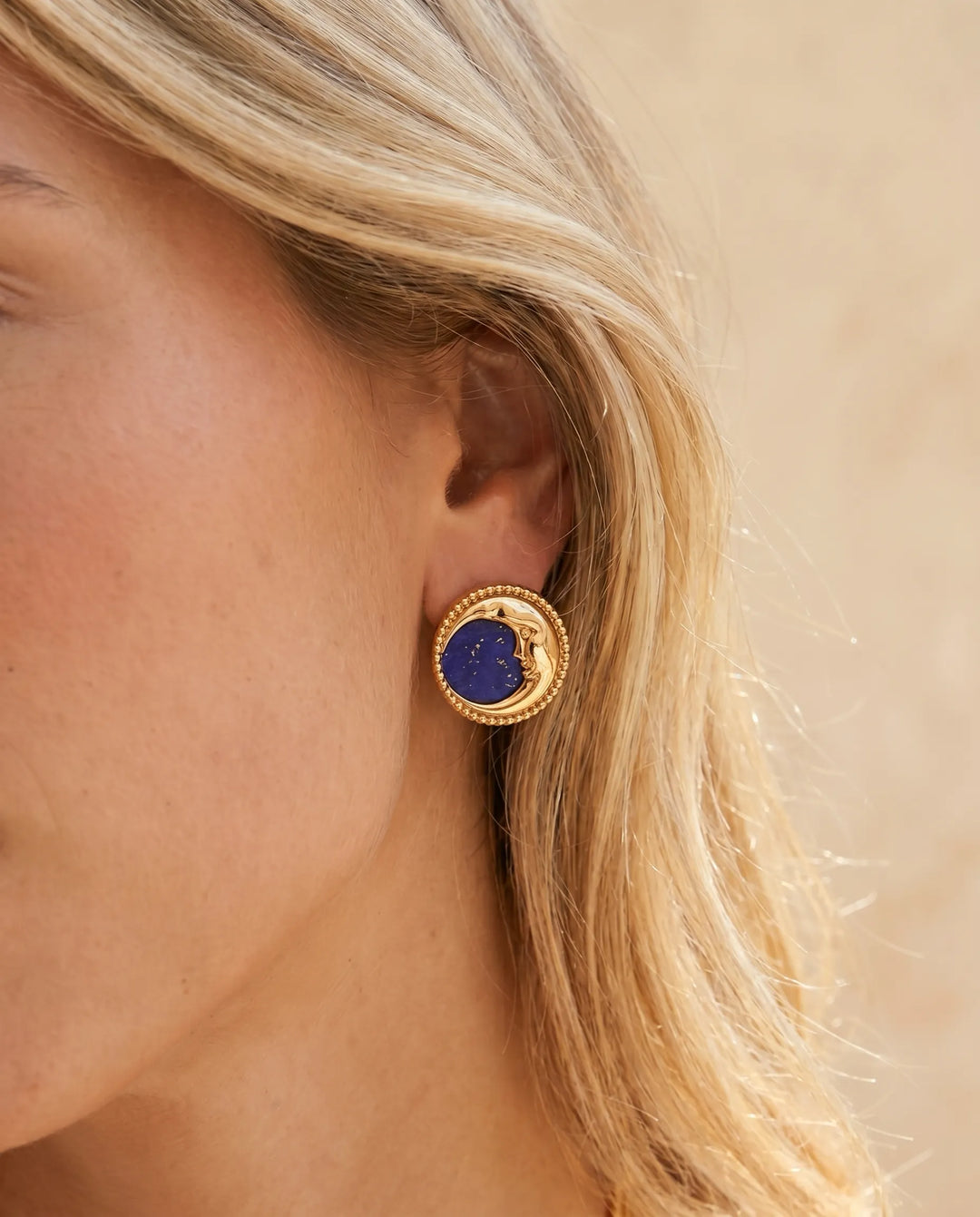 Celestial Oracle – Lapis Lazuli Moon Earrings