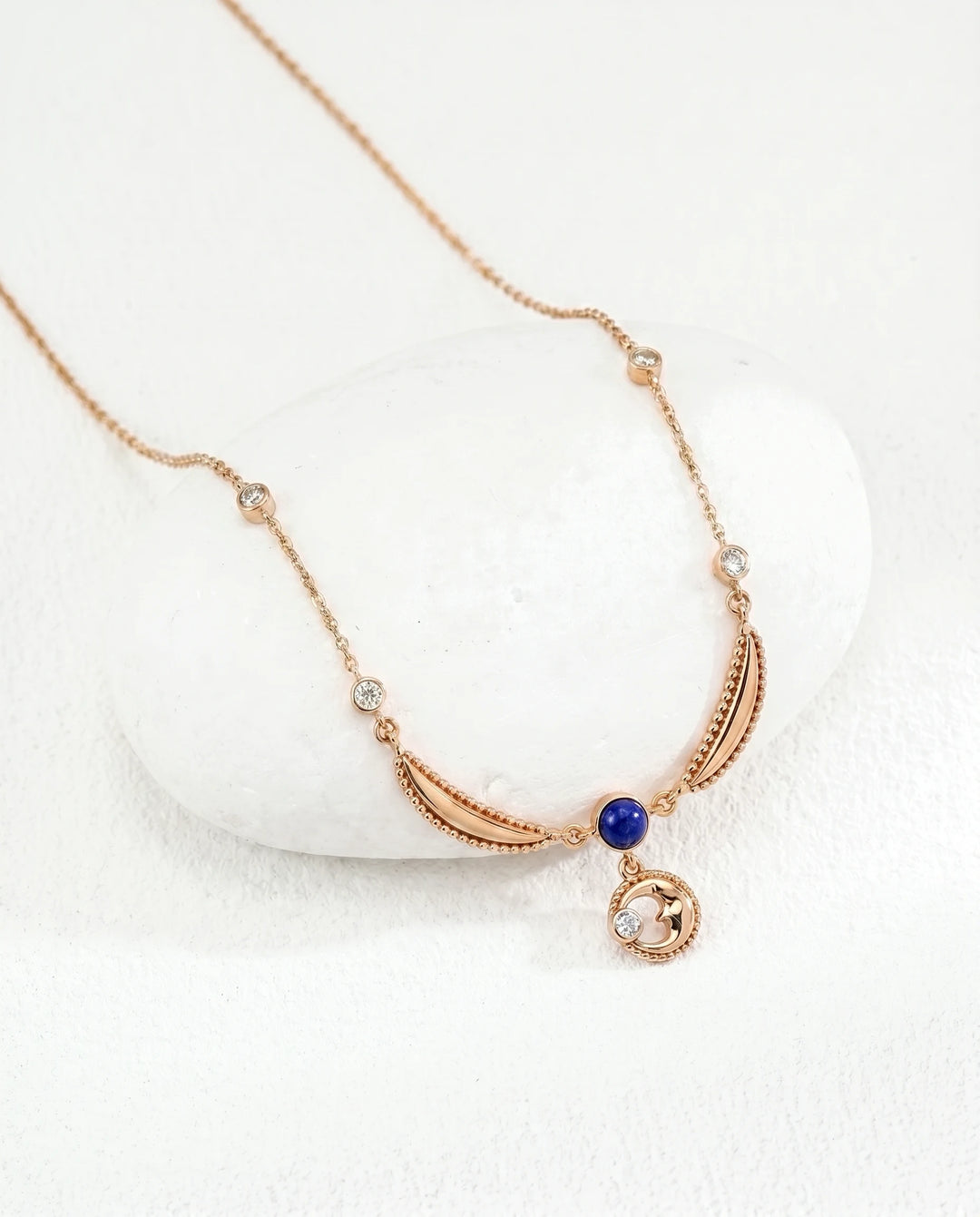Celestial Oracle – Lapis Lazuli Moon Necklace