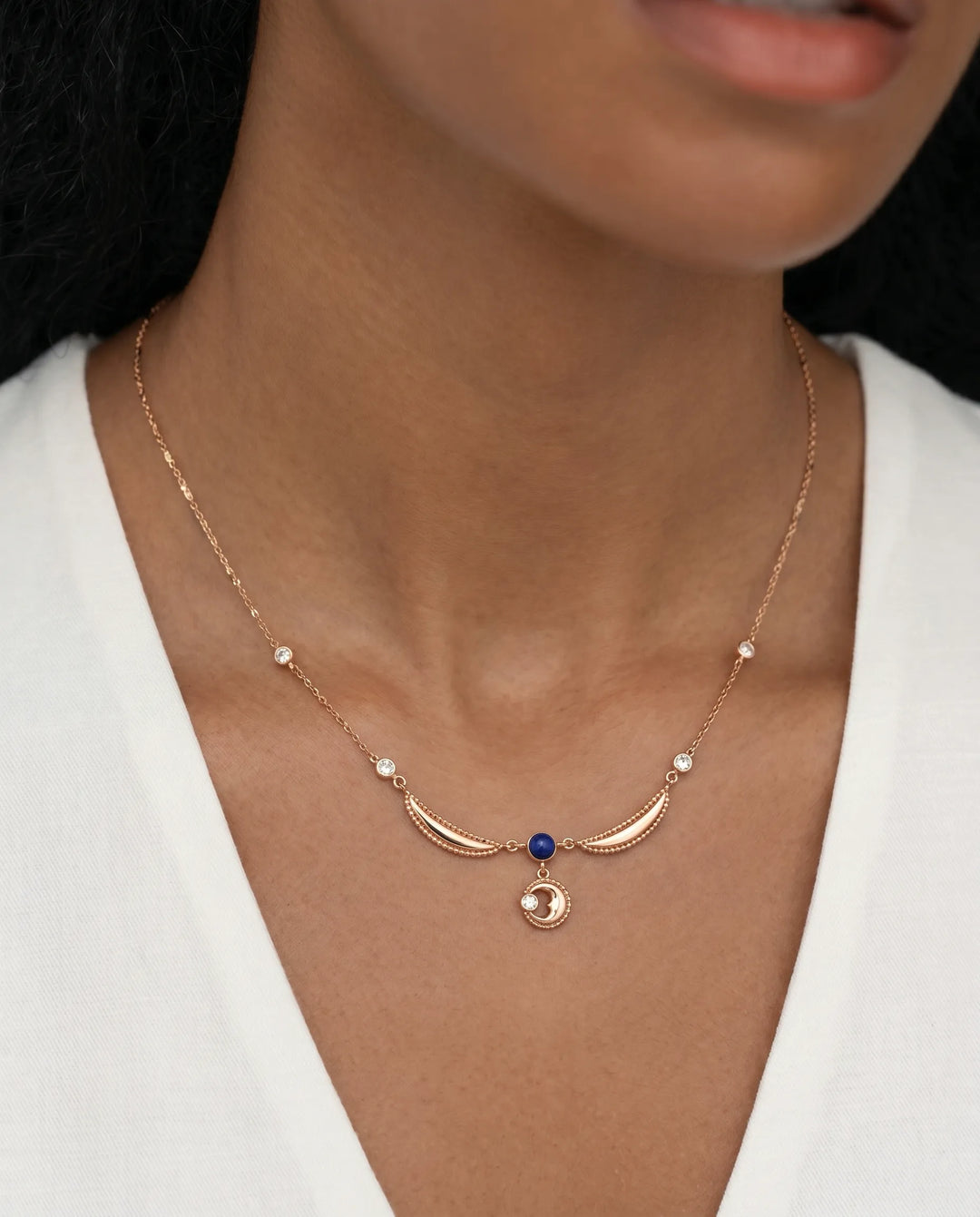 Celestial Oracle – Lapis Lazuli Moon Necklace