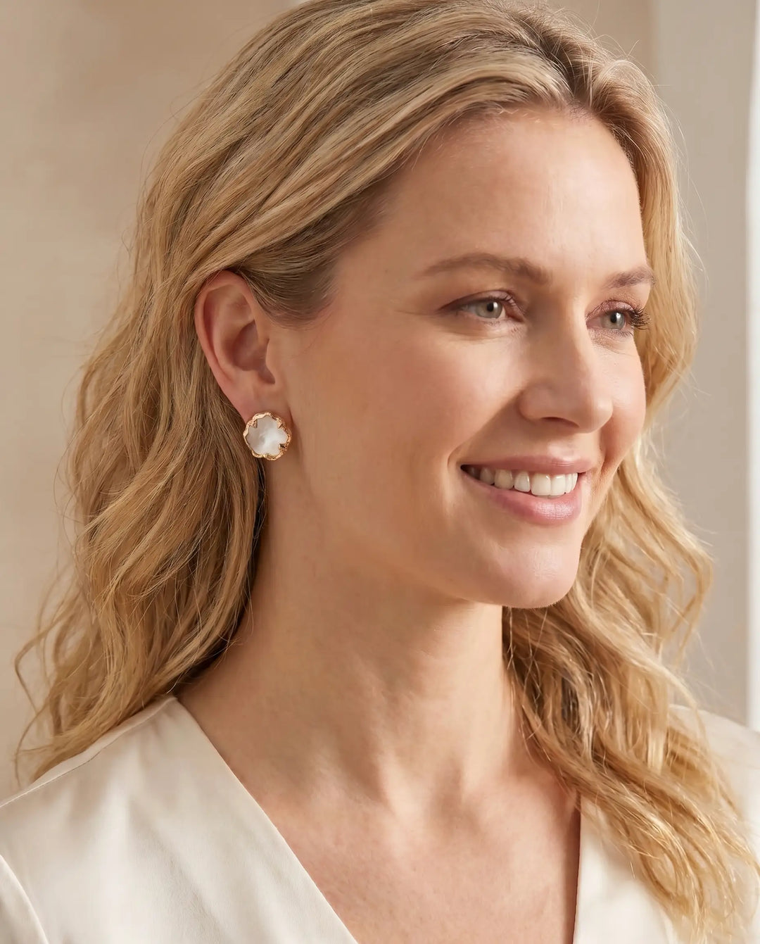 Whispers of the Sea – Mother of Pearl Stud Earrings