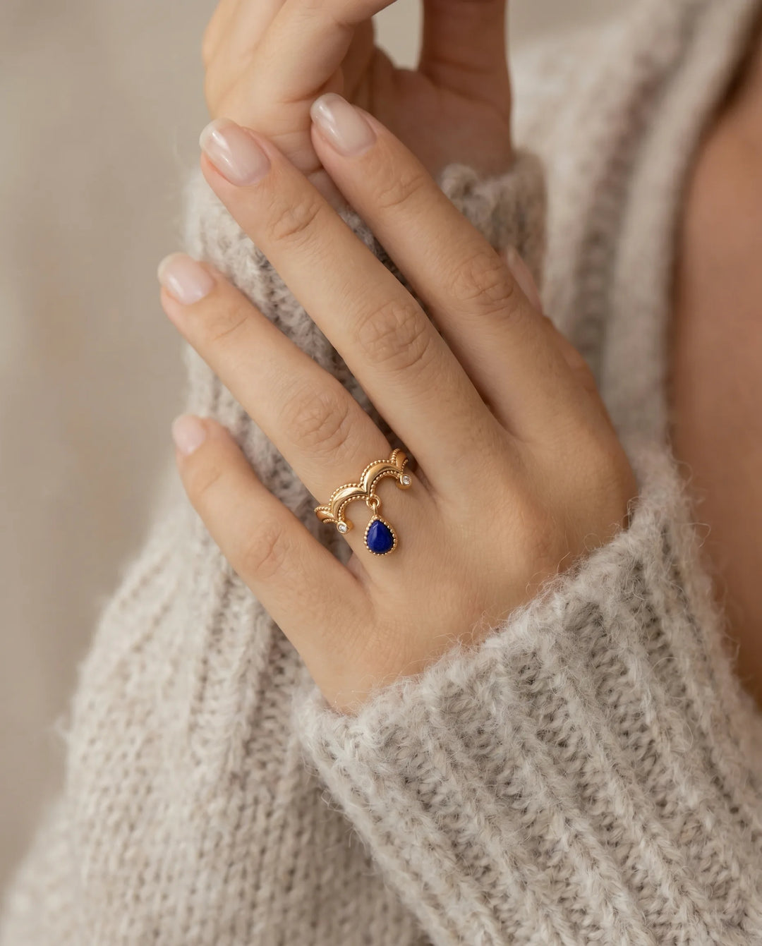 Celestial Oracle – Lapis Lazuli Drop Ring