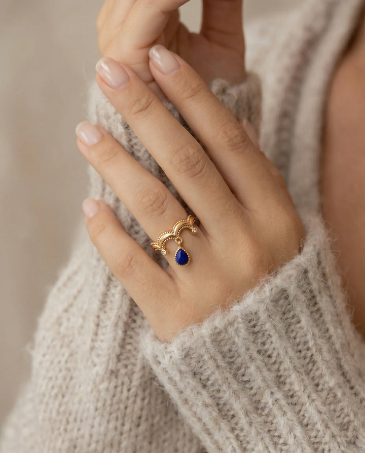 Celestial Oracle – Lapis Lazuli Drop Ring