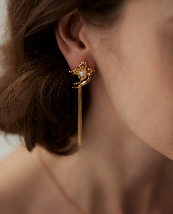 Ethereal Wings – Butterfly Tassel Pearl Earrings