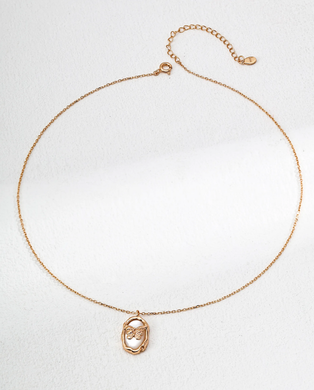 Whispers of the Sea – Mother of Pearl Butterfly Pendant Necklace