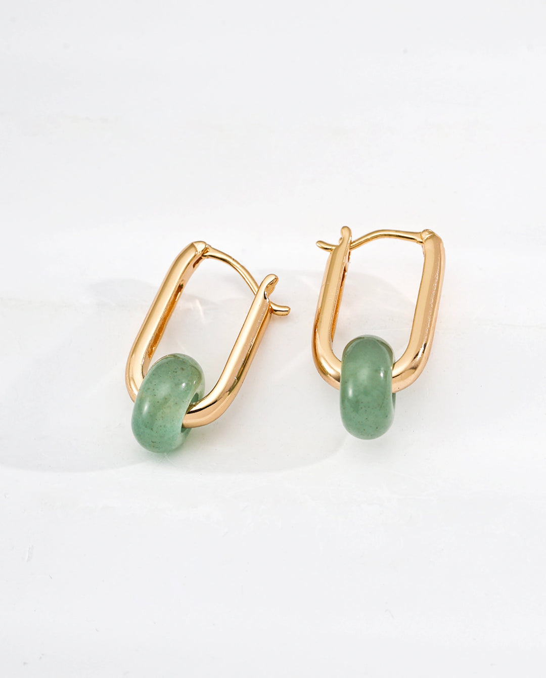 Flame of Vitality – Red Agate / Green Aventurine Drop Hoop Earrings