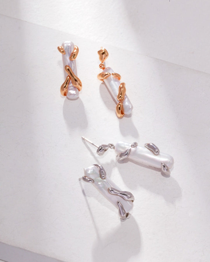 Luminous Tide – Baroque Pearl Arcana Asymmetrical Earrings