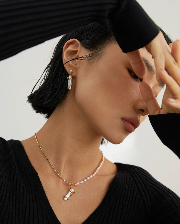 Luminous Tide – Baroque Pearl Arcana Asymmetrical Earrings