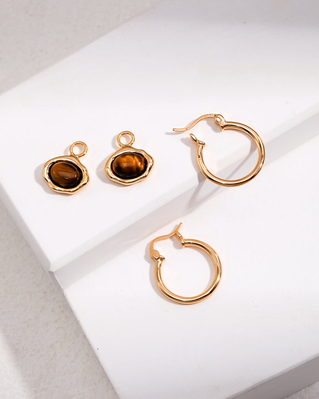Eye of Ra – Tiger Eye Convertible Hoop Earrings